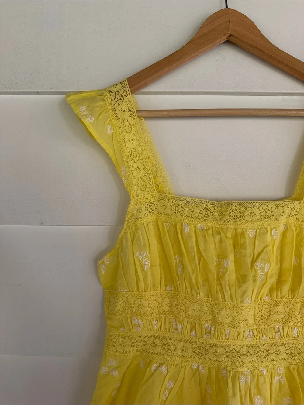 Free People Yellow Lace-Trim Peplum Tank Top